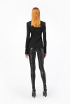Blazer in tessuto tecnico fluido con impunture - 2