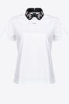 T-shirt in jersey di cotone con colletto gioiello - 1