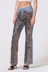 Jeans flare con fronte full paillettes - 1