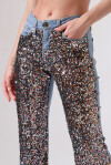 Jeans flare con fronte full paillettes - 2