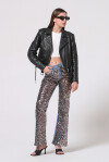 Jeans flare con fronte full paillettes - 4