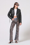 Jeans flare con fronte full paillettes - 4