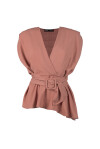 Blusa incrociata con cintura - 1