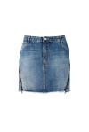 Denim miniskirt with side zips - 1