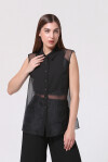 Camicia trasparente con bottoni gioiello - 3