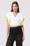 Crossover crop top with butterfly sleeves - 4