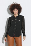 Camicia in denim con manica in paillettes - 1