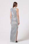 Long one-shoulder dress in full paillettes - 4