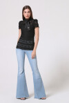 Embroidered lace-effect T-shirt - 4