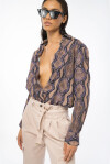 Camicia in twill stampa serpente - 3