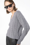 Boxy sweater with mix of cables - 3