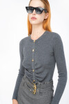 Cardigan a costine aderente in lana - 3