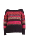 Patterned boat neck pullover - 1