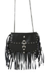 Black bag with fringes and double buckle - 1