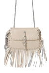 Ivory bag with fringes and double buckle - 1