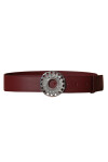 Burgundy leather belt with jewel buckle - 1