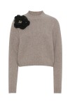 Merino wool sweater with broche - 1