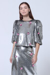 Top in paillettes con applicazioni - 4