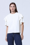 T-shirt con maniche a balze e bottoni gioiello - 3