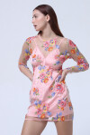 Mini dress trasparente ricamato con fiori - 4