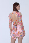 Mini dress trasparente ricamato con fiori - 3