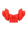 Crop top with sleeves with shantung ruffles - 1