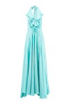 Long halter neck dress with ruffles - 1