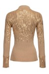 Maglia modello polo a costine con paillettes - 2
