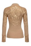 Maglia modello polo a costine con paillettes - 2