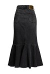 Longuette skirt in black denim - 2