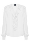 Fluid chevron jacquard blouse with ruffles - 1