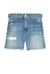 Shorts in denim con fibbia - 1