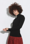 Maglia collo alto a costine stretch - 3