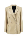 Double-breasted faux leather blazer - 1