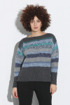 Pullover scollo a barchetta fantasia - 4