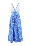 Long printed dress with sash - 2