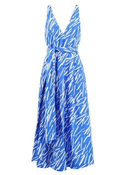 Long printed dress with sash