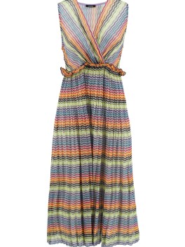 Multi-pattern dress with crossover