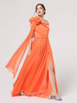 Creponne long dress with stole - 3