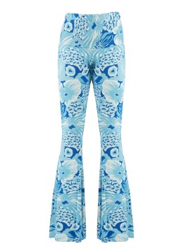 Patterned flared trousers in jersey