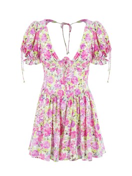 Mini dress with puff sleeves