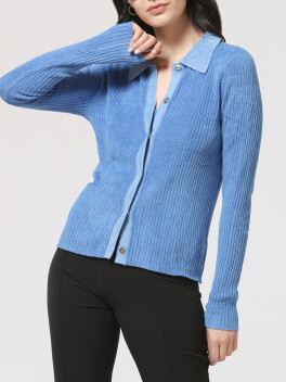 Polo cardigan in chenille - 3