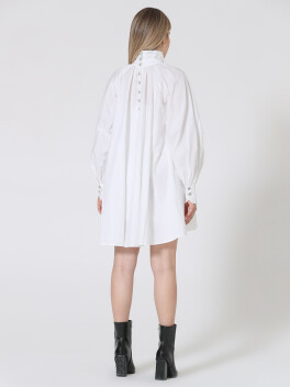 Organic cotton shirt dress with jewel buttons - 3