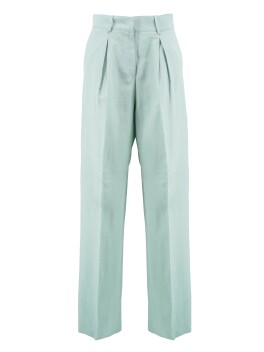 Trousers with pleats in linen