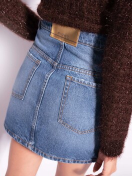 Denim miniskirt with jewel buttons - 3