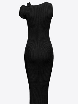 Vestito monospalla in maglia - 3