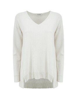 V-neck sweater with rhinestones