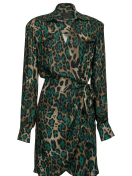 Vestito in twill stampa maculata