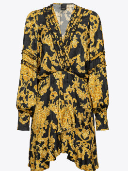 Baroque print crossover dress