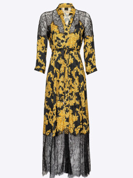 Baroque print chemisier with lace